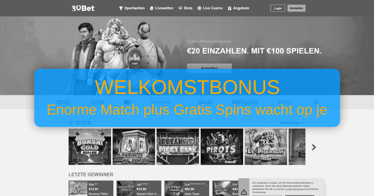 30Bet Casino Nederland - Officiële site voor Nederlandse spelers